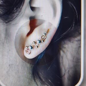 Gold and Black Drop Earrings with Crystal and Pearl